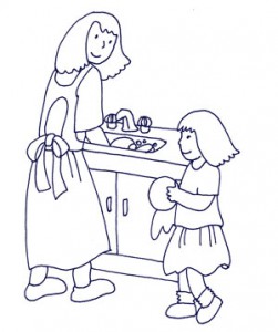 Child helping with household chores