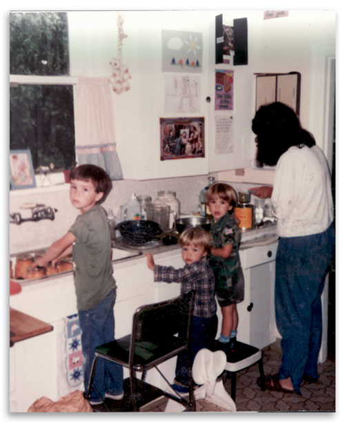 Kids helping in kitchen
