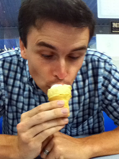 eating ice cream