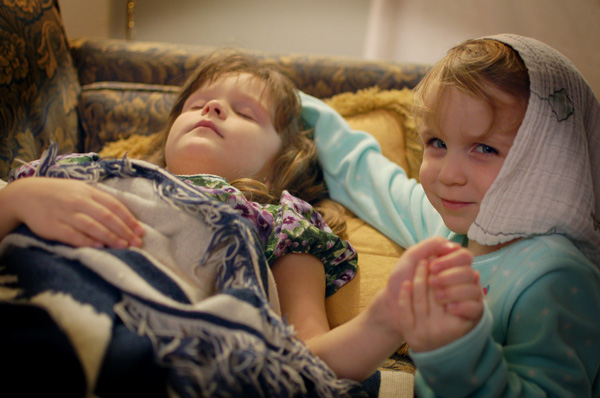 kids acting out bible stories sick-girl