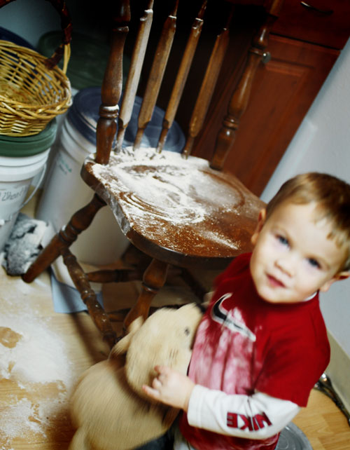 Boy making mess